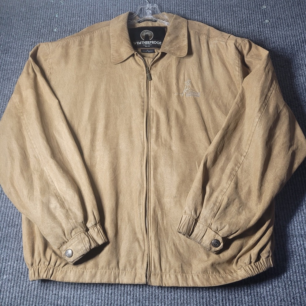 Retro Weatherproof Mens Jacket Suede Sz XL Cessna Citation Mustang Embroidered